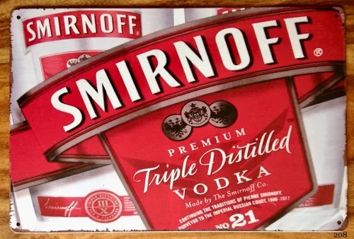 SMIRNOFF Vodka Metal Sign Man Cave Pub Bar Retro Vintage Plaque Kitchen Bar  --Tin Sign