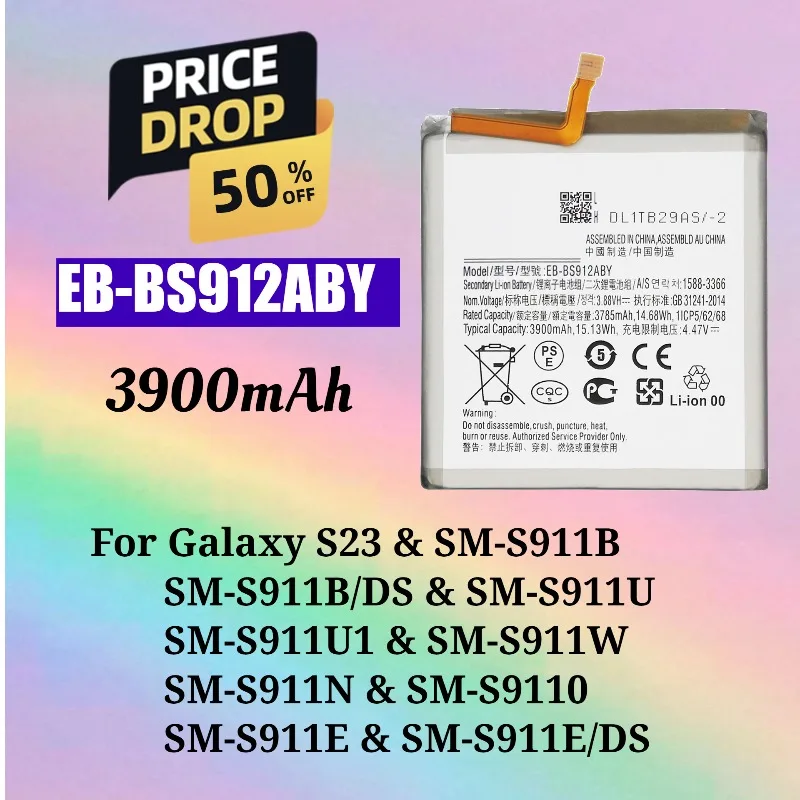 

EB-BS912ABY 3900mAh High-capacity Mobile Phone Battery for Samsung S23/SM-S911B Rechargeable Lithium Battery