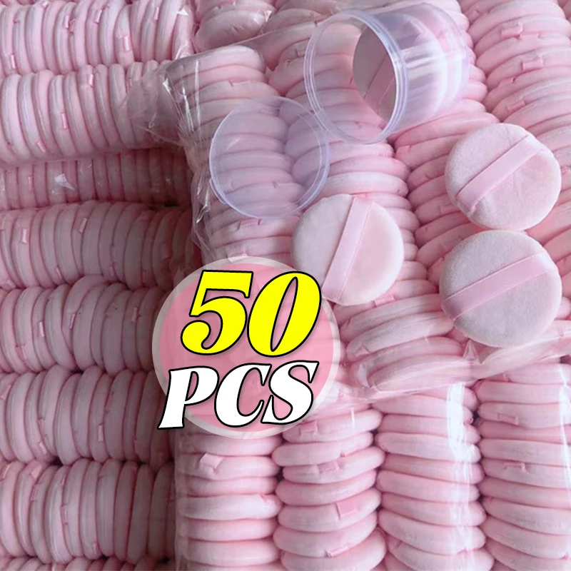 

50pcs 6CM Round Powder Puff Soft Makeup Sponge for Face Make Up Eyes Contouring Shadow Cosmetic Washable Velvet Makeup Puff