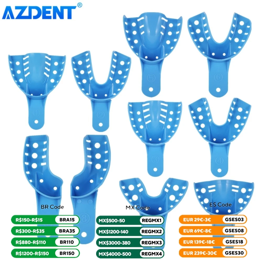 5 par/zestaw Dental Impression Tray AZDENT Large Medium Small Front Mouth Side Mouth Dentistry Tool dla dentystów