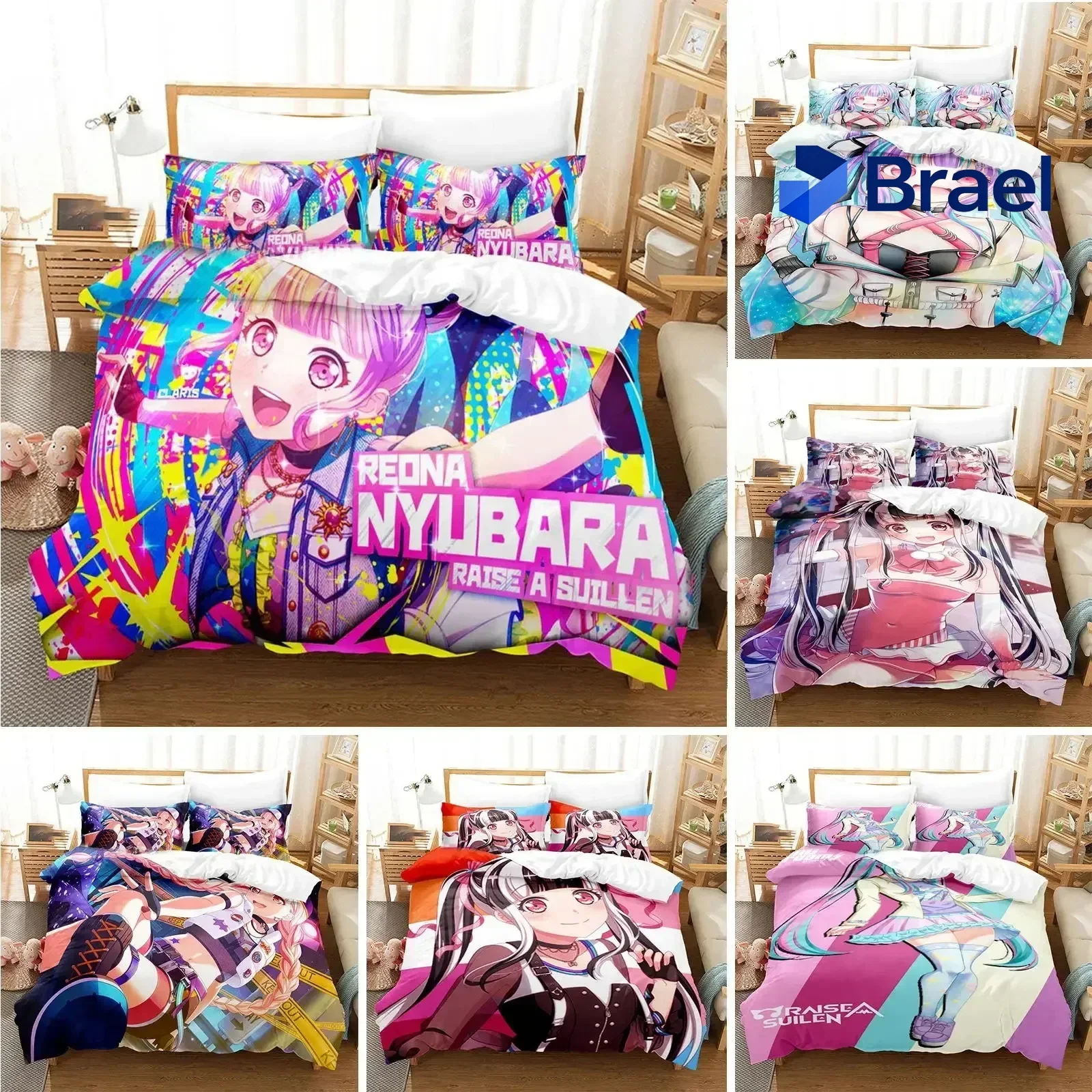 Exquisite 3D Printed Nyubara Reona Bedding Set Anime Raise A Suilen Duvet Cover Double Twin Full Queen King Adult Kids Bedclothe