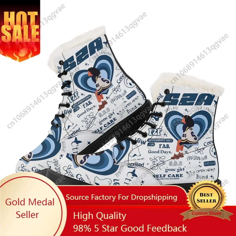 

Sza Music American Singer Kill Bill Plush Boots Mens Womens Teenager Shoes Casual Boot Light High Quality Couple Custom Shoe
