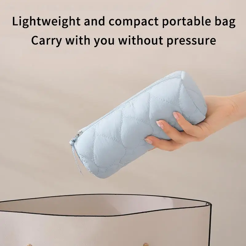Cute Large Capacity Pen Bag Quilted Portable Pencil Case: Candy Color Soft Stationery Student Gifts