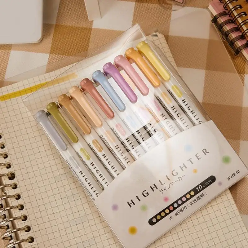 

10/15Color Fluorescent Highlighter Double Tip Marker Pen For Journal Notebook H8WD