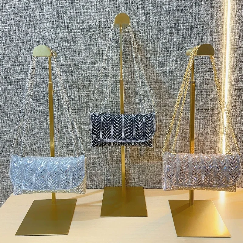 Luxo brilho bolsas femininas festa saco de embreagem moda brilhante strass saco de casamento senhora corrente bolsa de ombro pequeno saco nas axilas