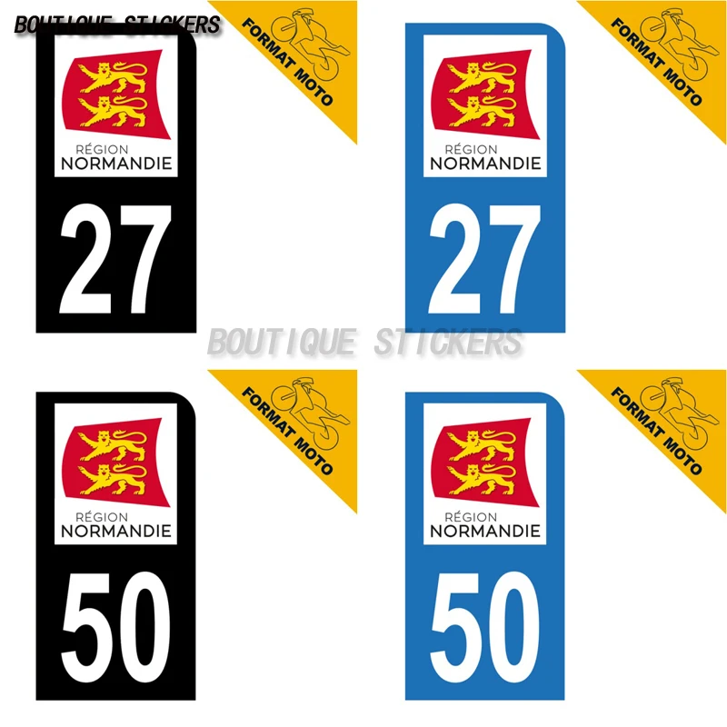 

2Pcs Autocollant plaque d'immatriculation française noir bleu Moto Scooter département 27 Eure 50 Manche motorcycle sticker