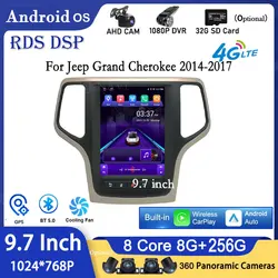 9.7 Inch Android 14 For Jeep Grand Cherokee 2014-2017 Car Navigation GPS Radio Multimedia Video CarPlay Stereo Auto 4G+WIFI