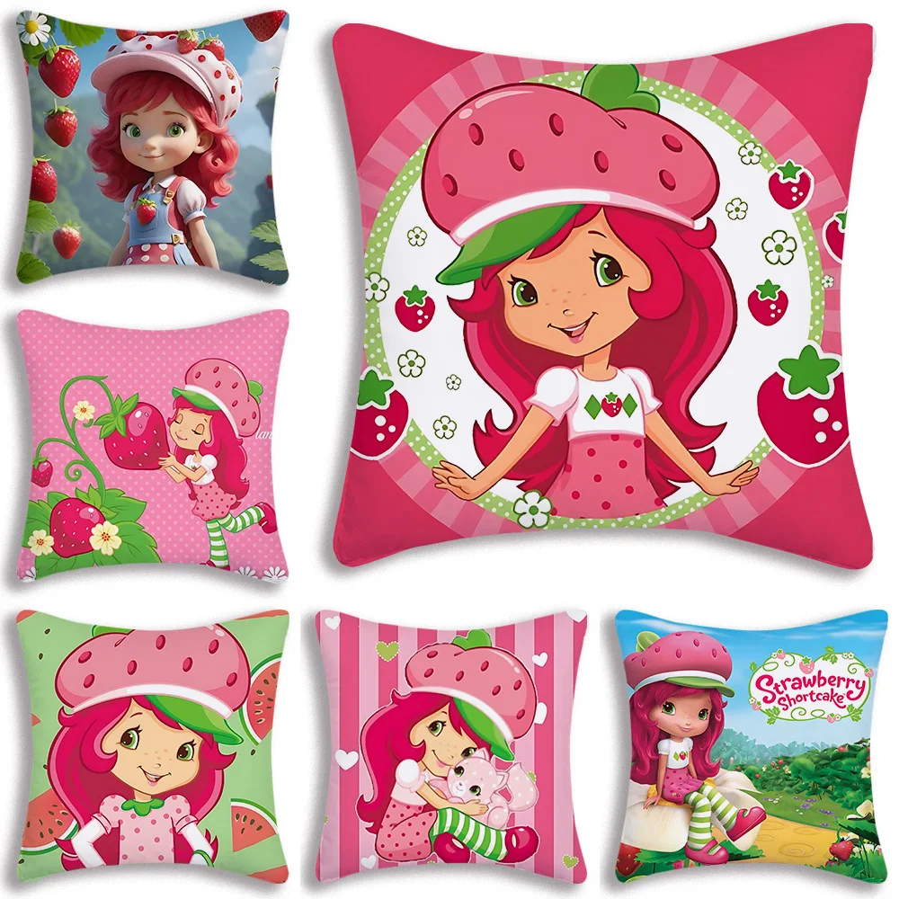 Pillow Covers S-Strawberry S-Shortcake Cartoon Sofa Decorative Home Double-sided Printing Short Plush Cute Cushion Cover