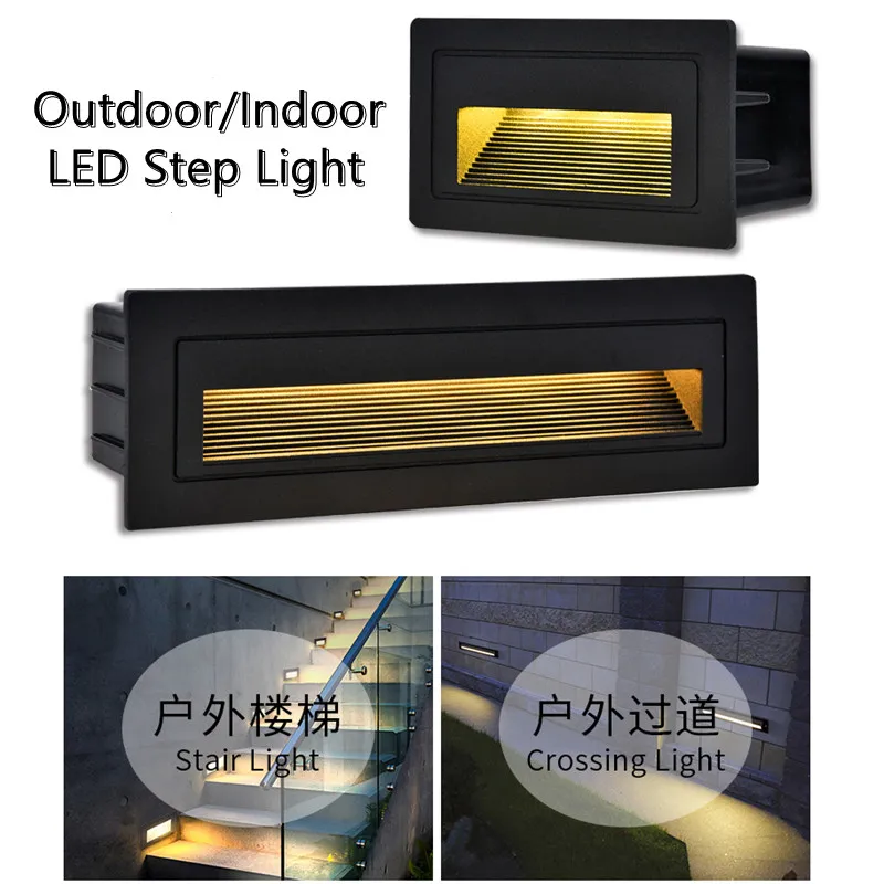 2 Pcs Outdoor Lighting Recessed 10W Wall Lamp Waterproof IP65 Led Embedded for Step Stair Balcony Garden Porch Yard 85-265V/12V