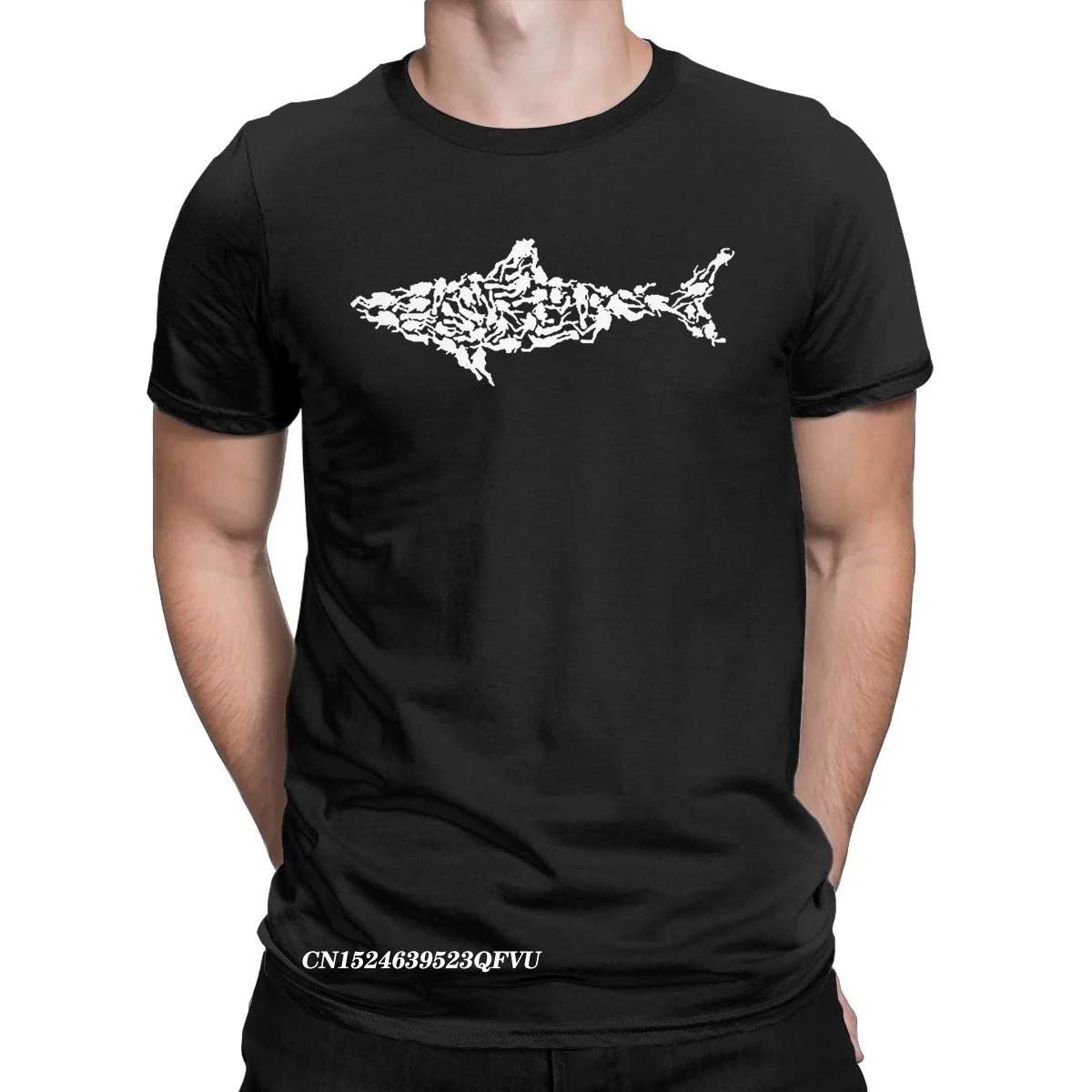 

Novelty Shark Scuba Diver Divinger Dive T-Shirts Men Round Neck Cotton Tops T Shirts Harajuku Tee Shirt New Arrival Clothing