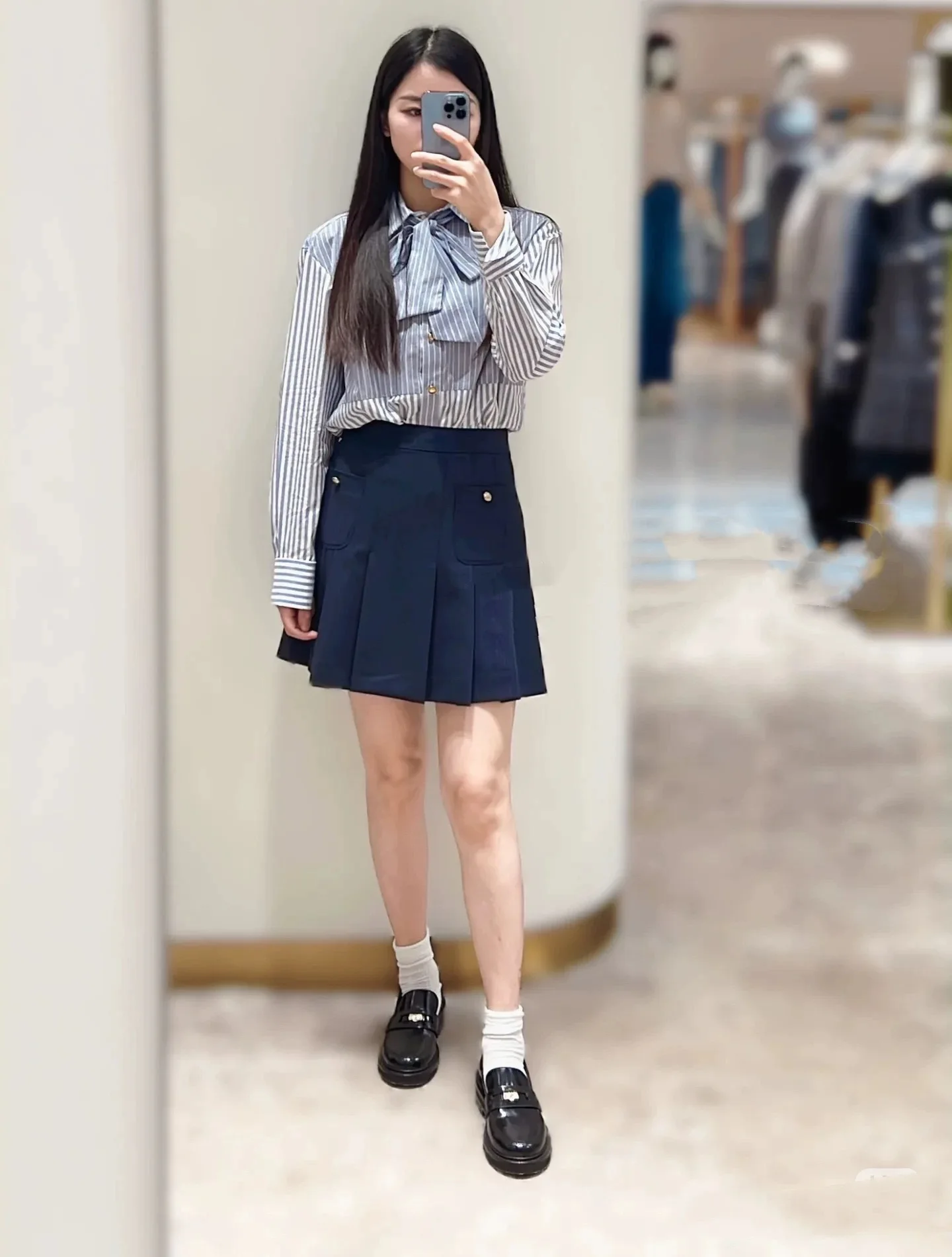 M Home أوائل الخريف 2025 كلية Sle مخطط المرقعة زر واحد طويل Sve فضفاض التخسيس الأعلى للنساء #4