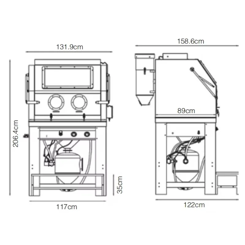 High Pressure Cabinet Sandblaster, Cyclone Dust Collector, PCBC990