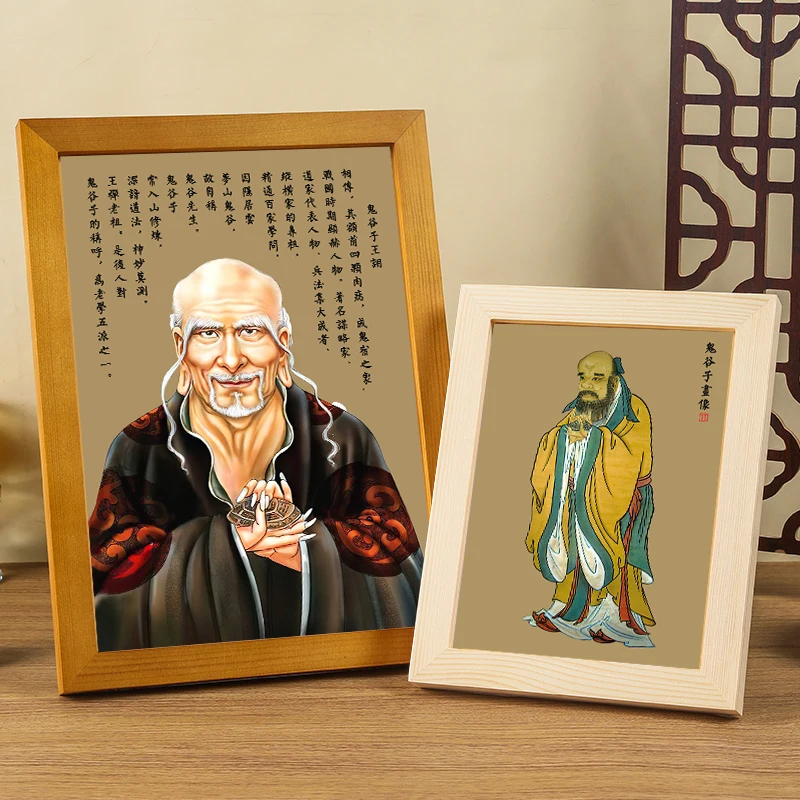 Guiguzi, the portrait of Wang Chan's ancestor, solid wood picture frame ornaments, dedicated to hanging paintings, and sage sche