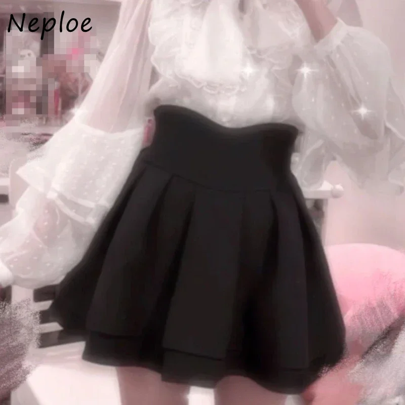 

Neploe Irregular Small Fellow Sweet Exquisite Skirt High Waist Pleated Slim Shorts Japan All-match Casual Feminine Mujer Falda