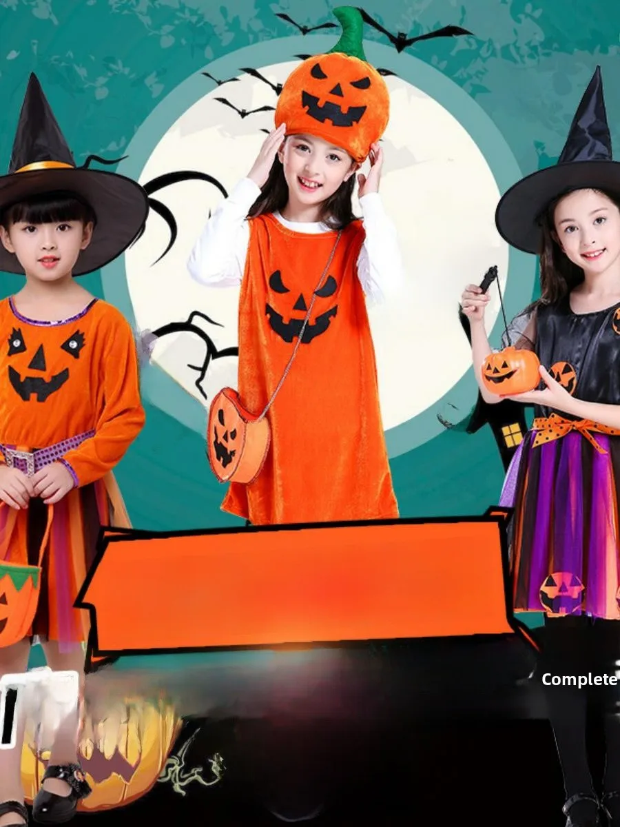 Disfraz de Bruja Calabaza para Niñas, Traje de Actuación Infantil, Vestido de loween para Niñas Pequeñas, Disfraz de Carna...