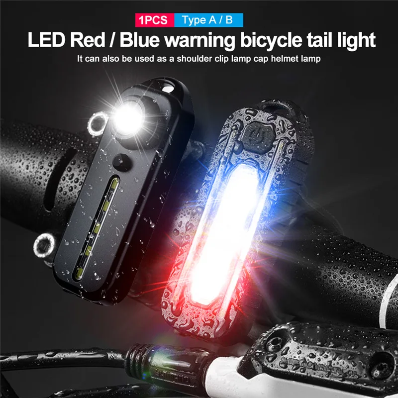 Portable Flashlight 5 Modes Clip Torch Rechargeable Bike Light Emergency Warning Lamp for Cycling Backpack Outdoor Riding Hiking