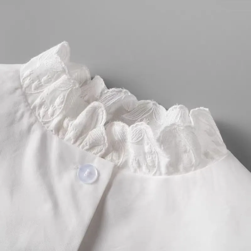 السيدات الدانتيل الأزهار التطريز وهمية طوق قلادة الكتف يلتف للمرأة قميص سترة الرقبة قميص انفصال كاذبة طوق