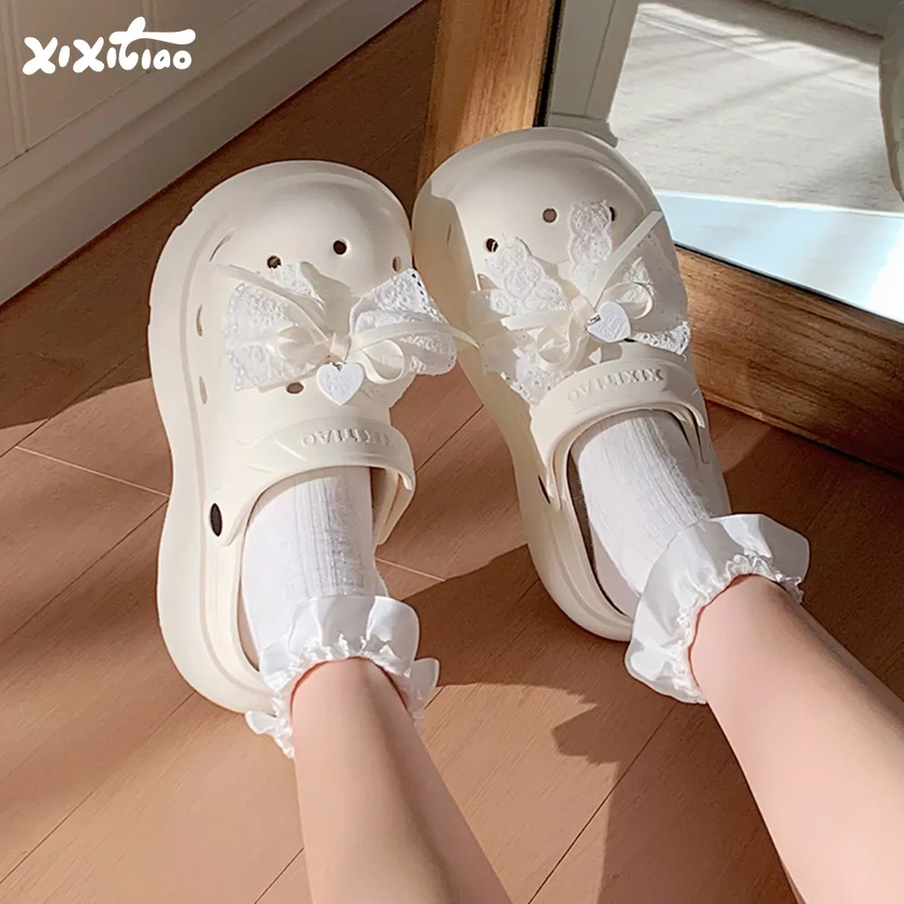 

Sweet Knot Hollow out Thi Bot Sandals Women's Summer Outdoor Wear Fairy Sle Beach Slippers Fine Strips