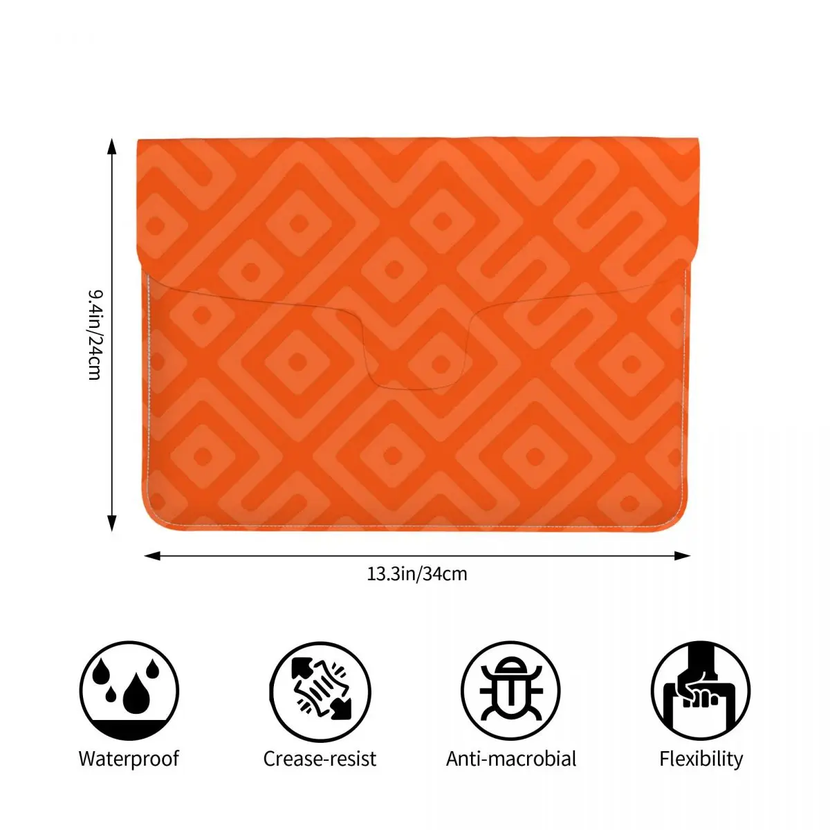 Beautiful Orange Middle-Eastern Endless Oriental PU Leather Horizontal Laptop Sleeve Shockproof Soft Lining Notebook Case 13 In