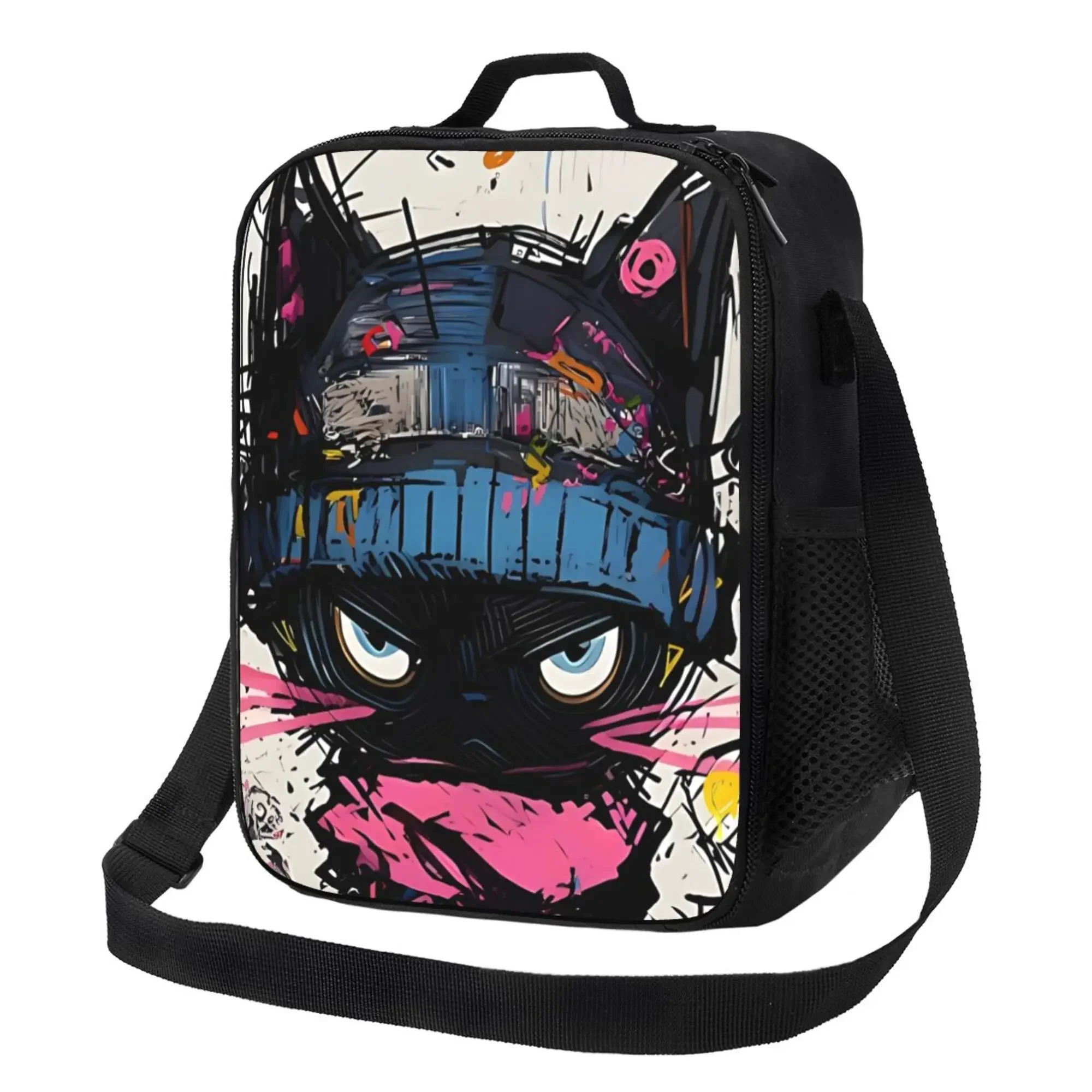 Портативная многоразовая изолированная сумка с рисунком каракулей, 1 шт., 10,5x8x4,5 дюйма, обычное водонепроницаемое полиэфирное волокно, смешанные цвета,