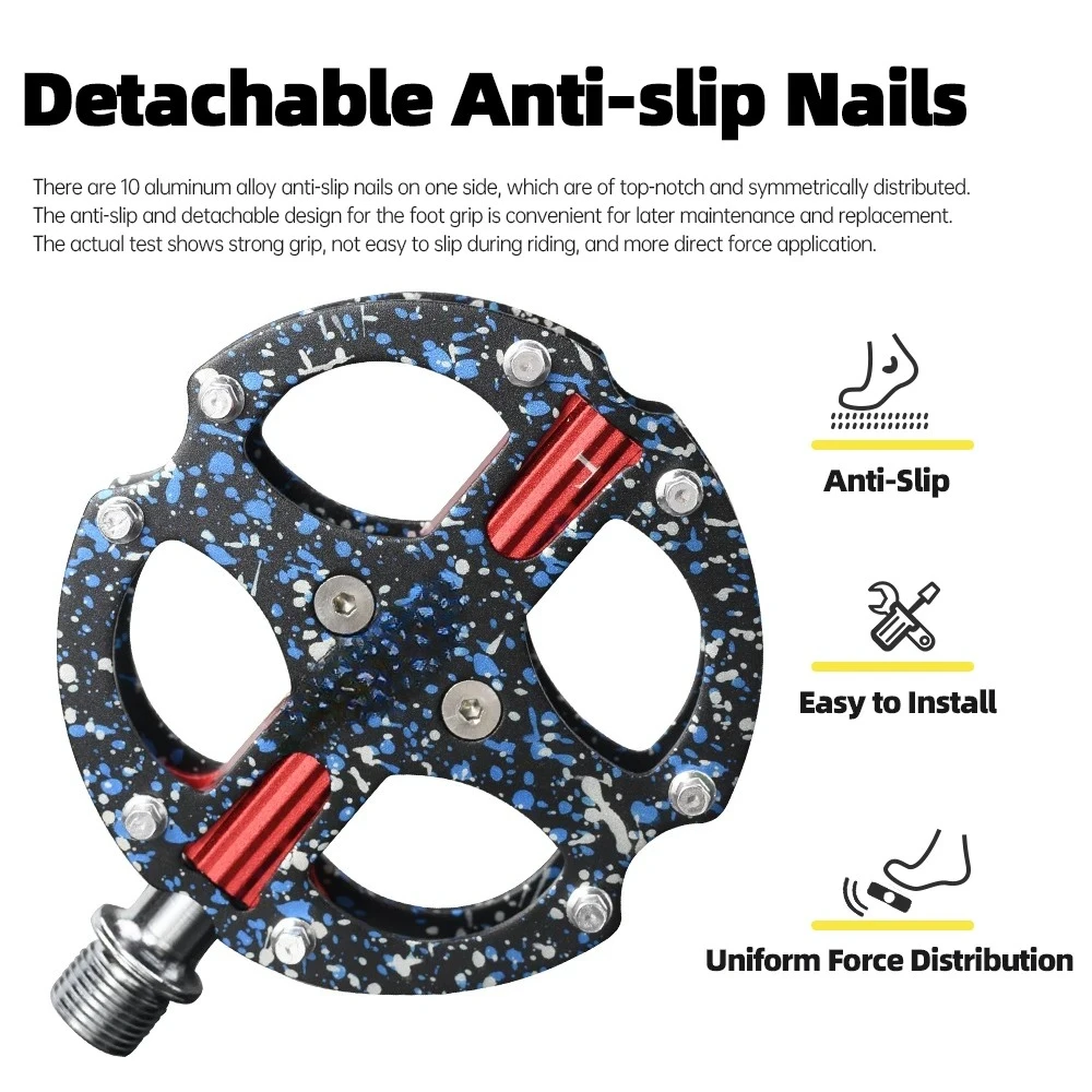 Turquoise Camouflage Durable Bicycle Parts Road/MTB/Folding Bicycle Pedal Numerical control Alloy cleats 3 Bearings
