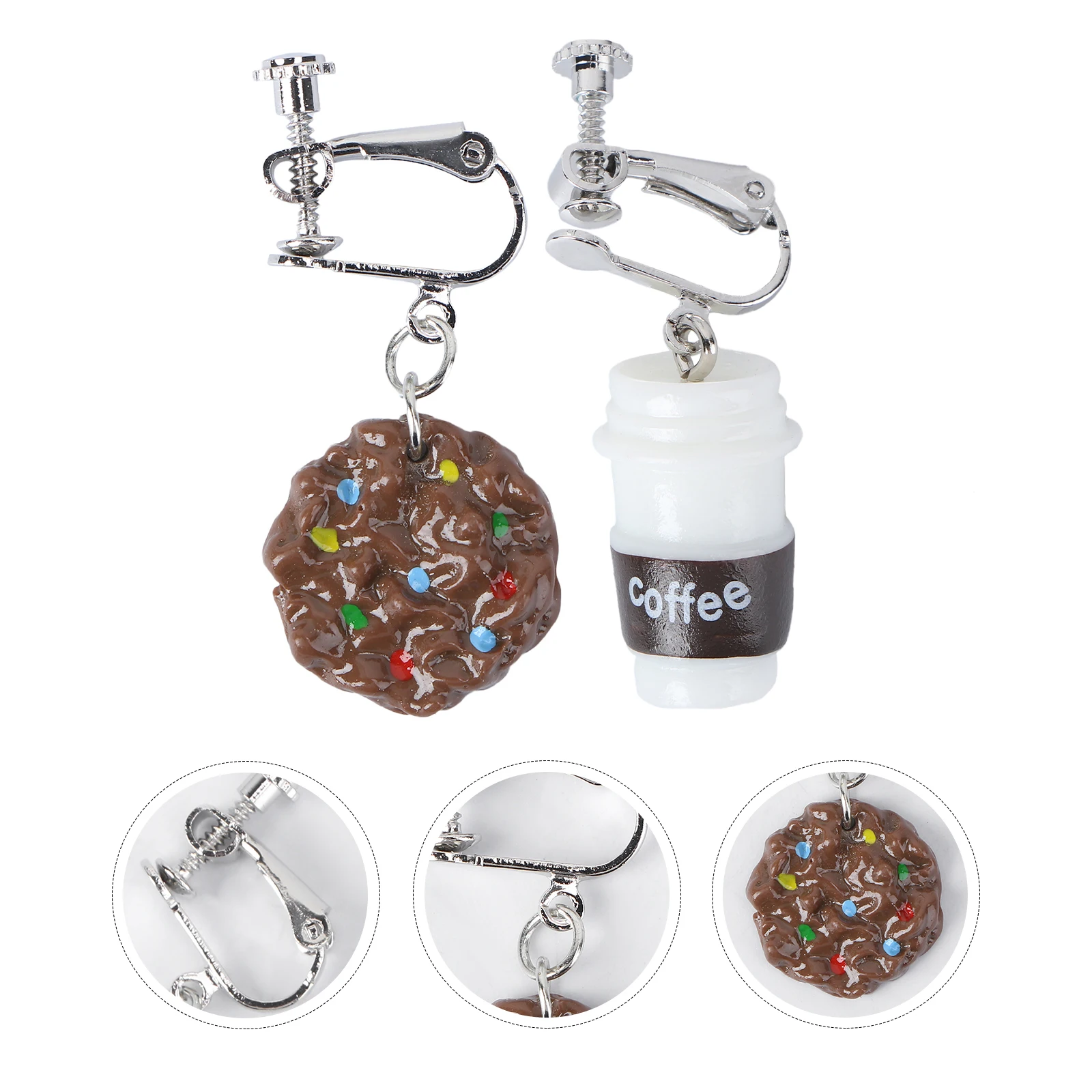 

Funny Biscuit Shaped Coffee Cup Earrings Stylish Ear Pendant Delicate Jewelry Women's Ear Decors Charm Fashion for Party