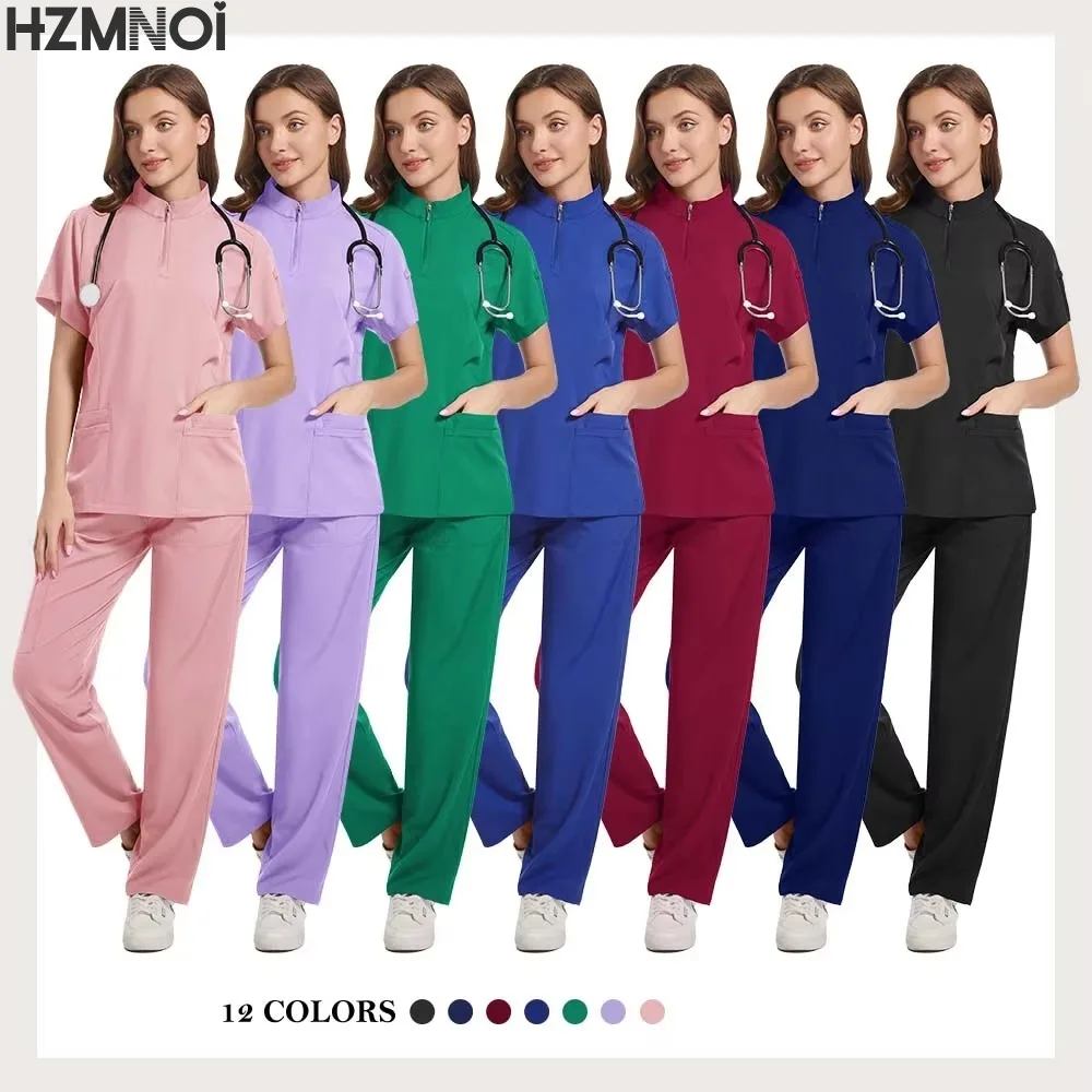 Handwashing Clothe Split Suit Short Sleeved Hand Brushing Pet Dentist Nurse Work Clothes Men Medical Care Clothes Nurse Uniform