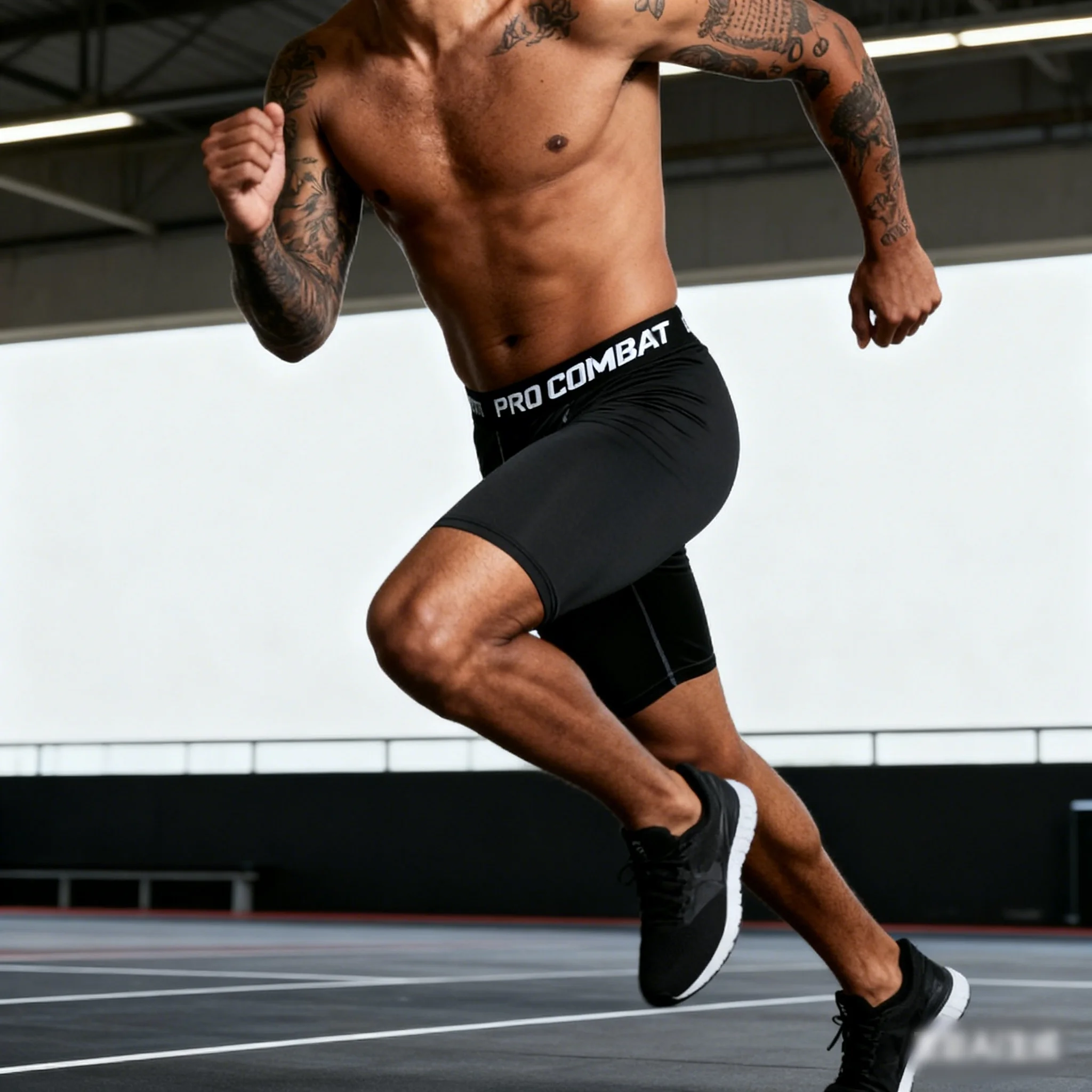 2025 New Men's Sports Leggings, Fitness Elastic Compression Leggings, Quick Drying Shorts, Running Training Elastic Shorts