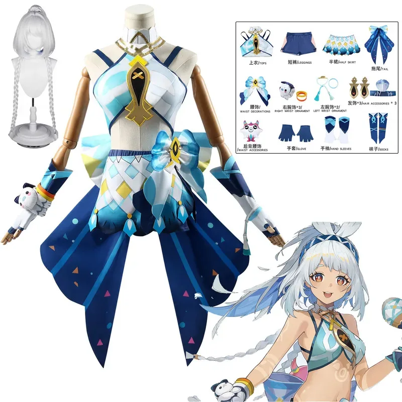 

In Stock Mualani Cosplay Costume Full Sets Genshin Impact Game Mualani Cosplay Wig Shoes Suits Anime Mualani Cosplay