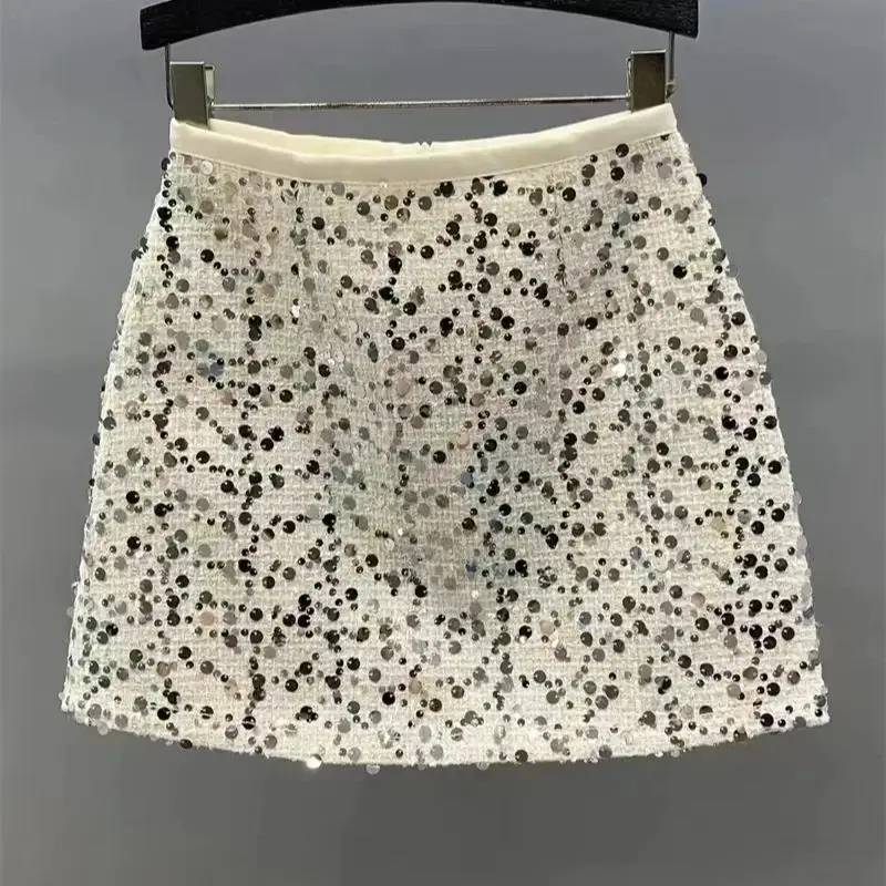 

Sparkling sequin Skirt for Women Spring Autumn,High Waist Slim A-line Mini Skirt, anti slip,spicy girl,hip hugging Short Skirt