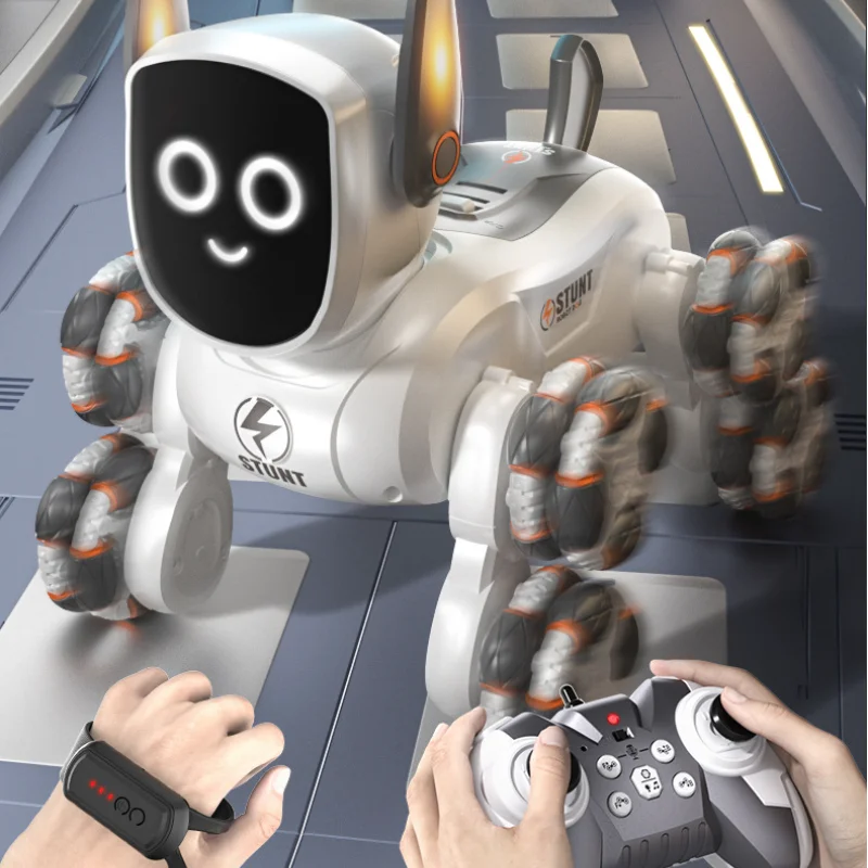 2.4G Eight Wheel Intelligent Remote Control Stunt Mechanical Dog Climbing Deformation Pet Toy Gesture Sensing Children Toy Gifts