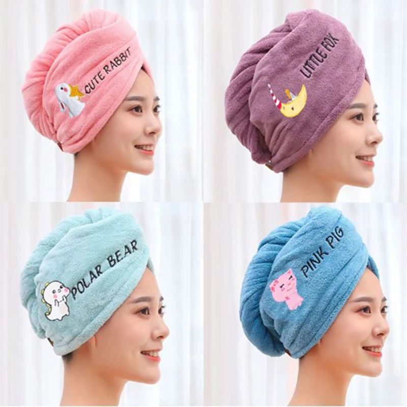 Hair Towel Women Magic Microfiber Shower Bathroom Bath Hat Solid Towel Quick-dry Soft Absorption Turban Hair Head Drying Cap