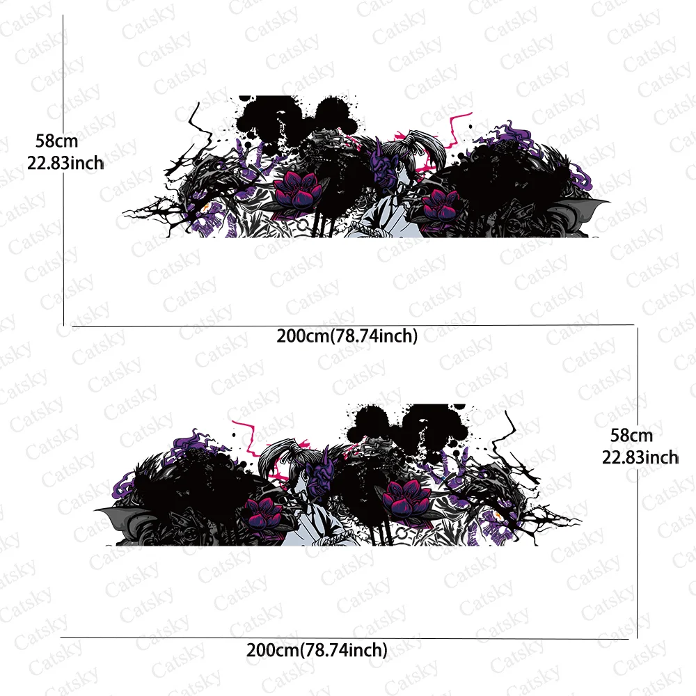 Black Devil Mask Splash Pattern Car Side Sticker Vinyl Self-adhesive Paper Motorsport Paint Decal Suitable for Truck Suv Decor