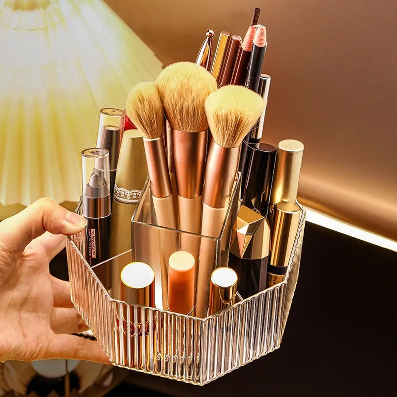 1PC Multi-function Rotating Makeup Brush Storage Box Lipstick Storage Rack Desktop Large Capacity