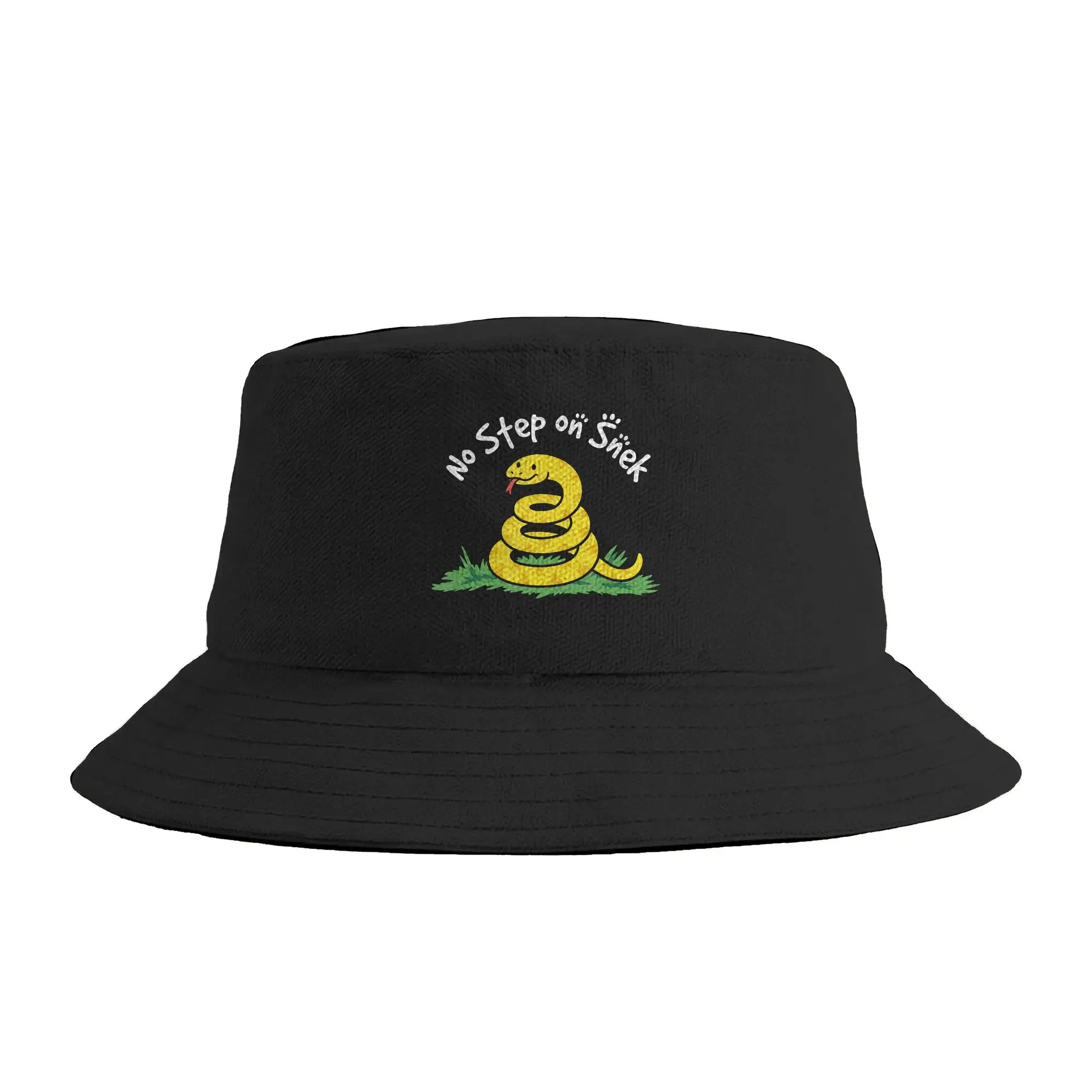 Unisex No Step On Snek Gadsden Flag Bucket Hat  Foldable Fisherman Hats Summer Retro Fishing Caps Streetwear Sunscreen Hat