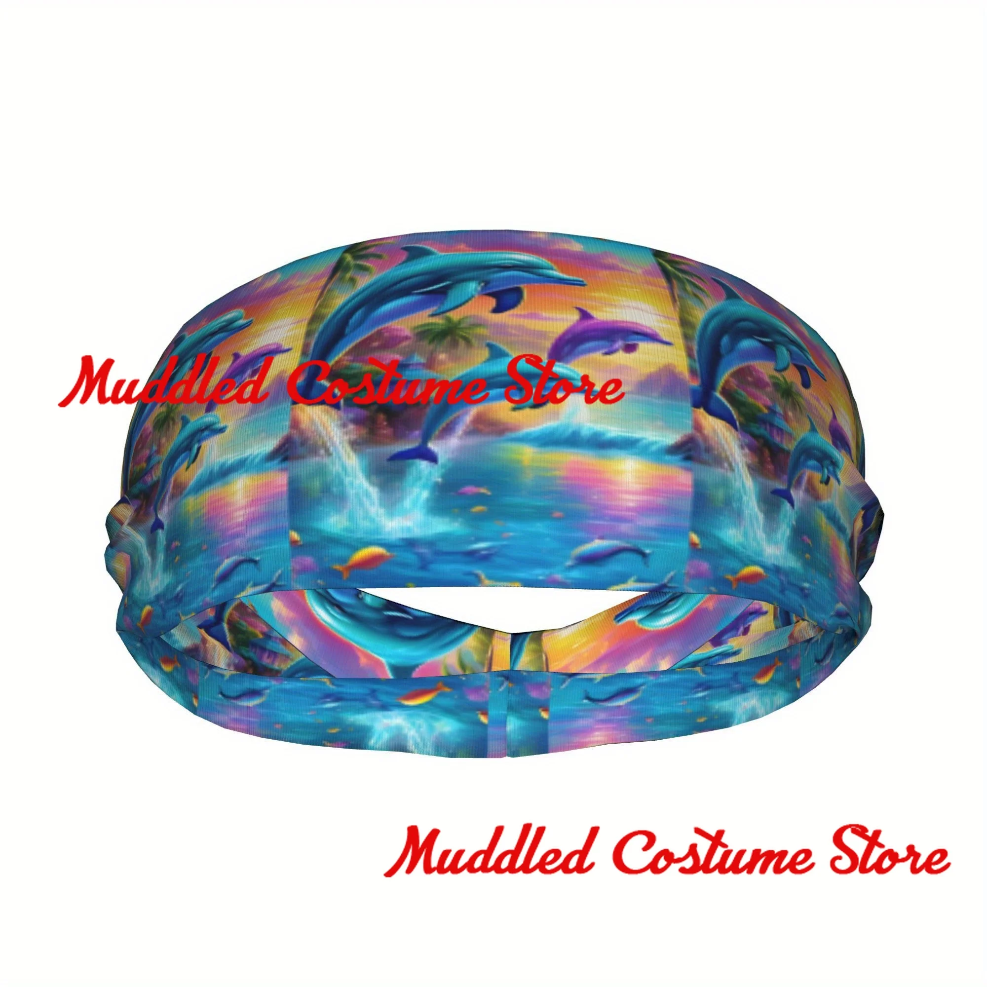 

Спортивная повязка на голову унисекс с дельфином, эластичная повязка на голову для йоги и фитнеса, эластичная повязка на голову