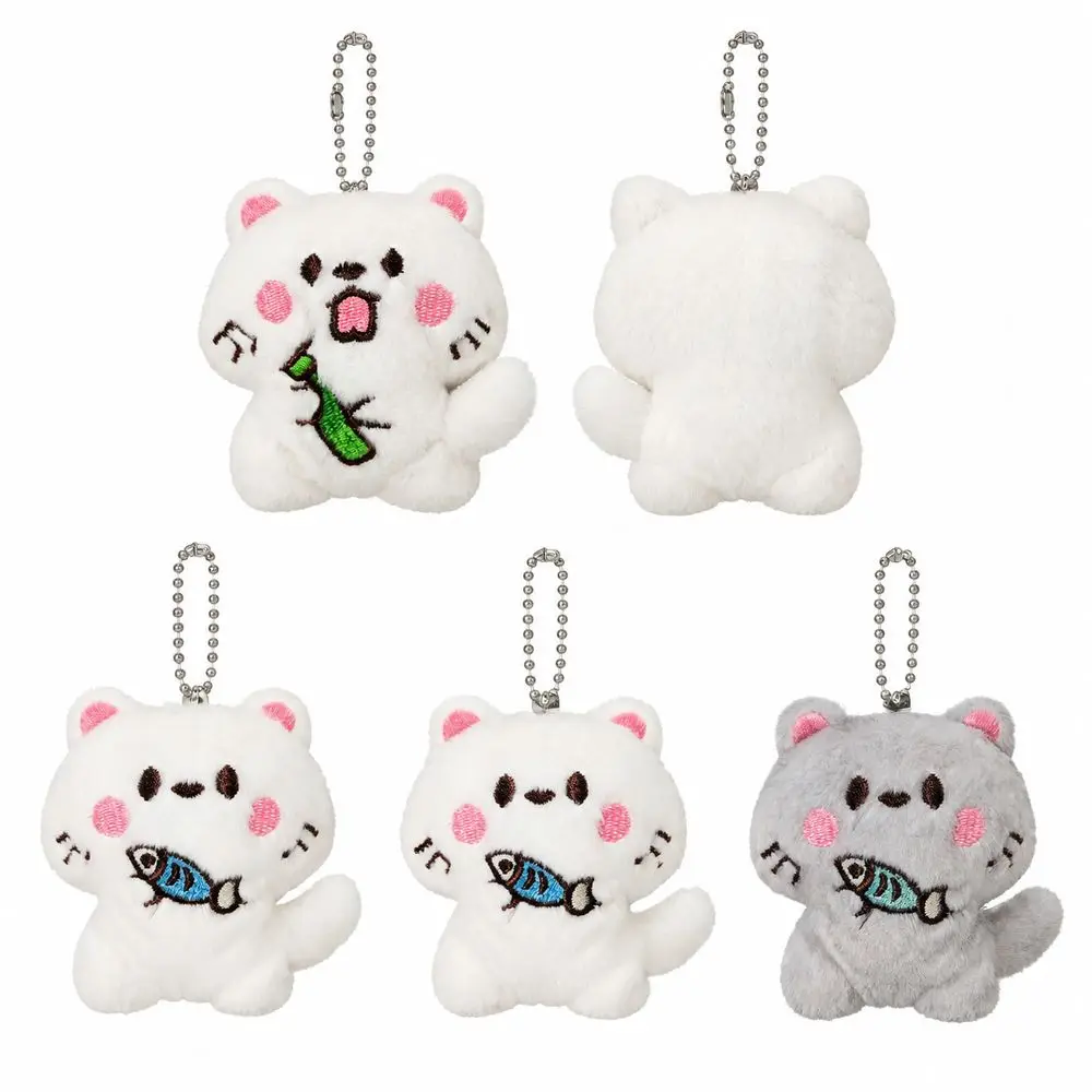 Cute Soft Touch Cat Keychain Cartoon Cat Hanging Cat Bag Charm Metal Clip Cat Pendant Purse Decoration