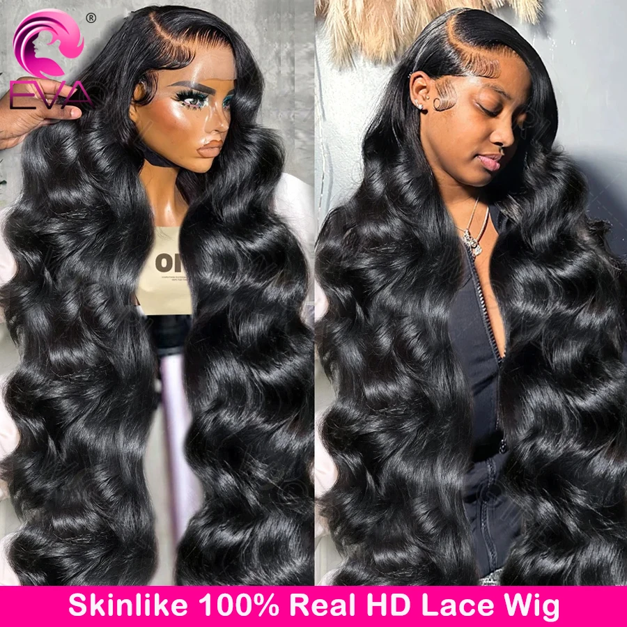 250% Density 13x6 Body Wave Wig Real HD Lace Front Human Hair Wavy Wig HD Lace Front Wig Pre Plucked Natural Hairline Natural Black Natural Realistic Look Easy To Install Ideal For All Black Women