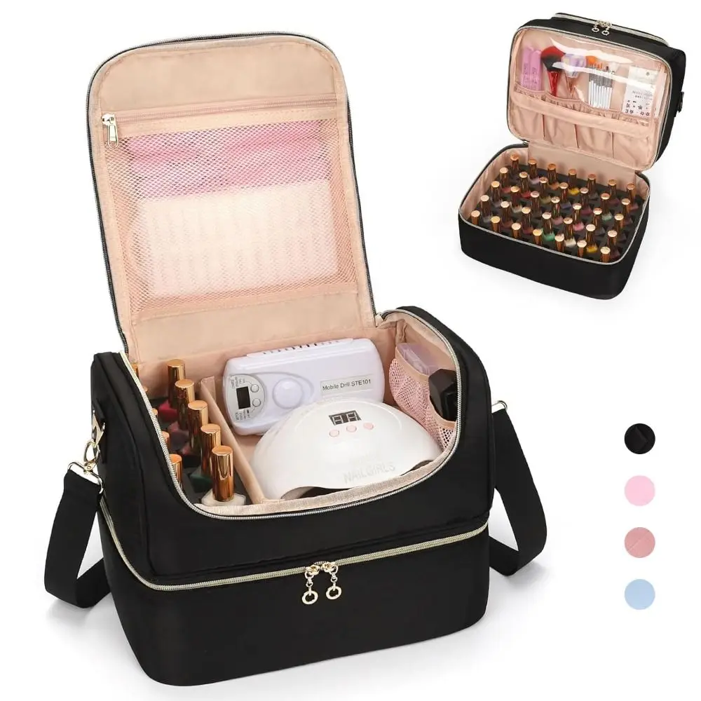 

Двухслойная сумка-органайзер для лаков для ногтей, дорожный кейс на 60 флаконов, набор для маникюра, вместительная косметичка, инструменты для ухода за ногтями