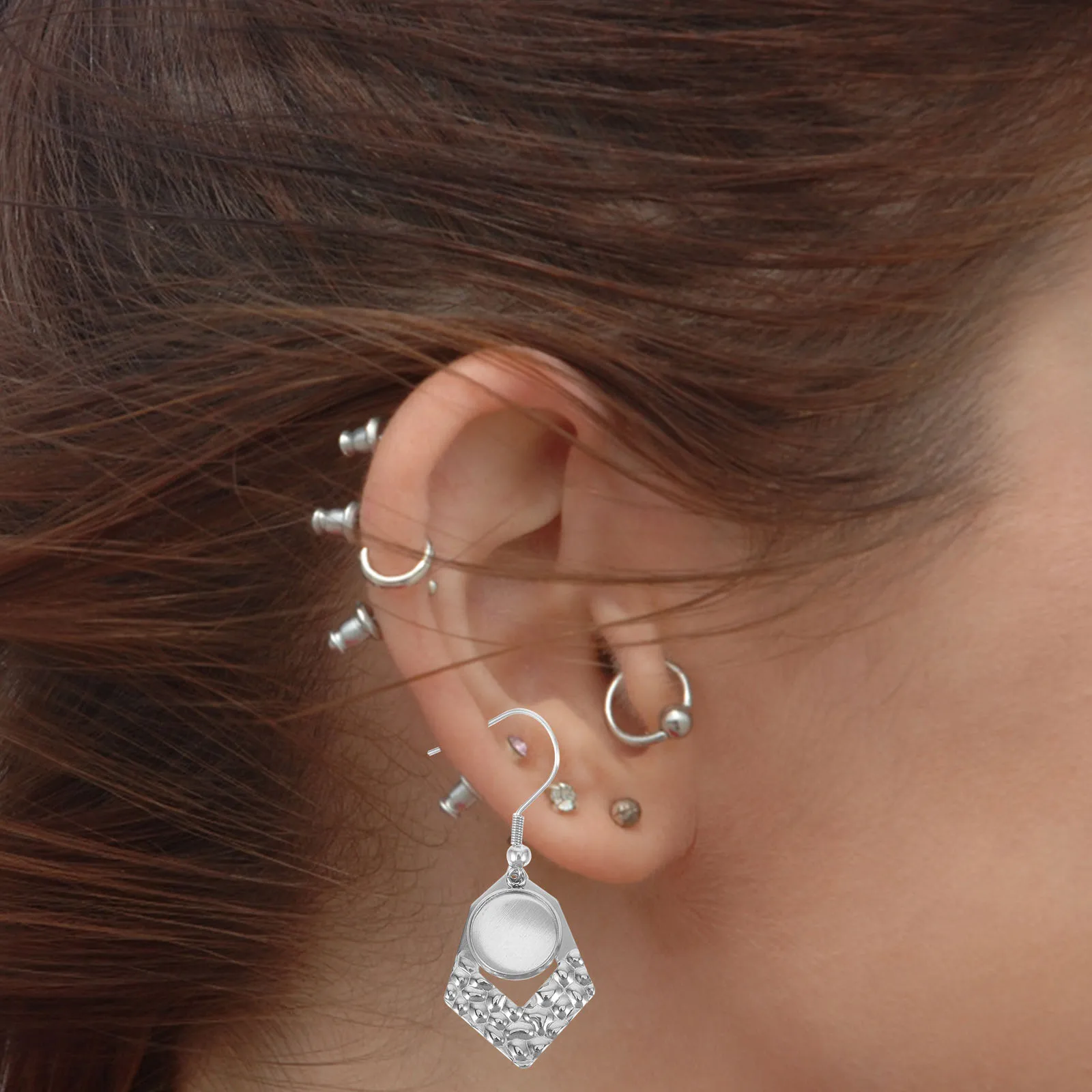 

10 Pcs Ear Hook Accessories Earrings Bezels Tray Trays Pendant Blank Hanging Base Blanks Setting