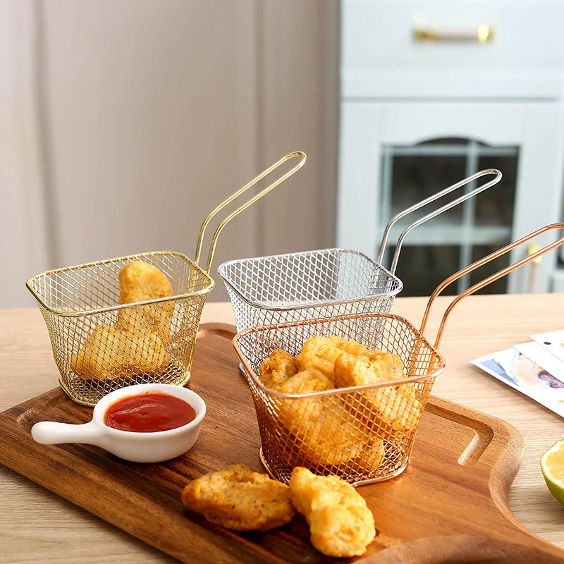 Snack Fried Net Basket French Fries Oil-Proof Drain Frying Basket Fried Chicken Snacks Food Basket Oil Drainage Network Filter