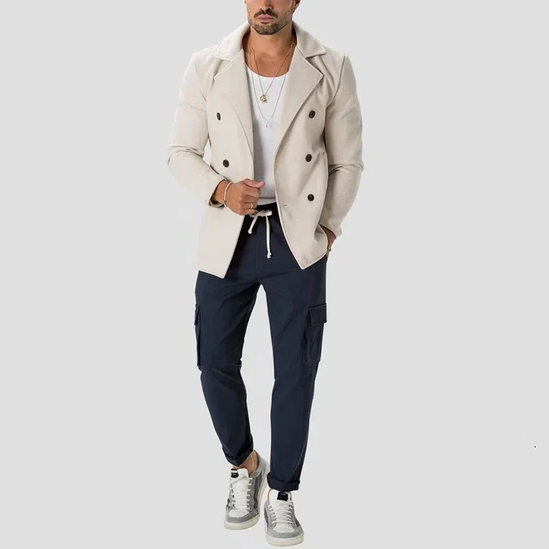 Capispalla autunno inverno uomo casual manica lunga bottone risvolto giacca sportiva sottile giacche uomo cappotti slim in twill vintage capispalla