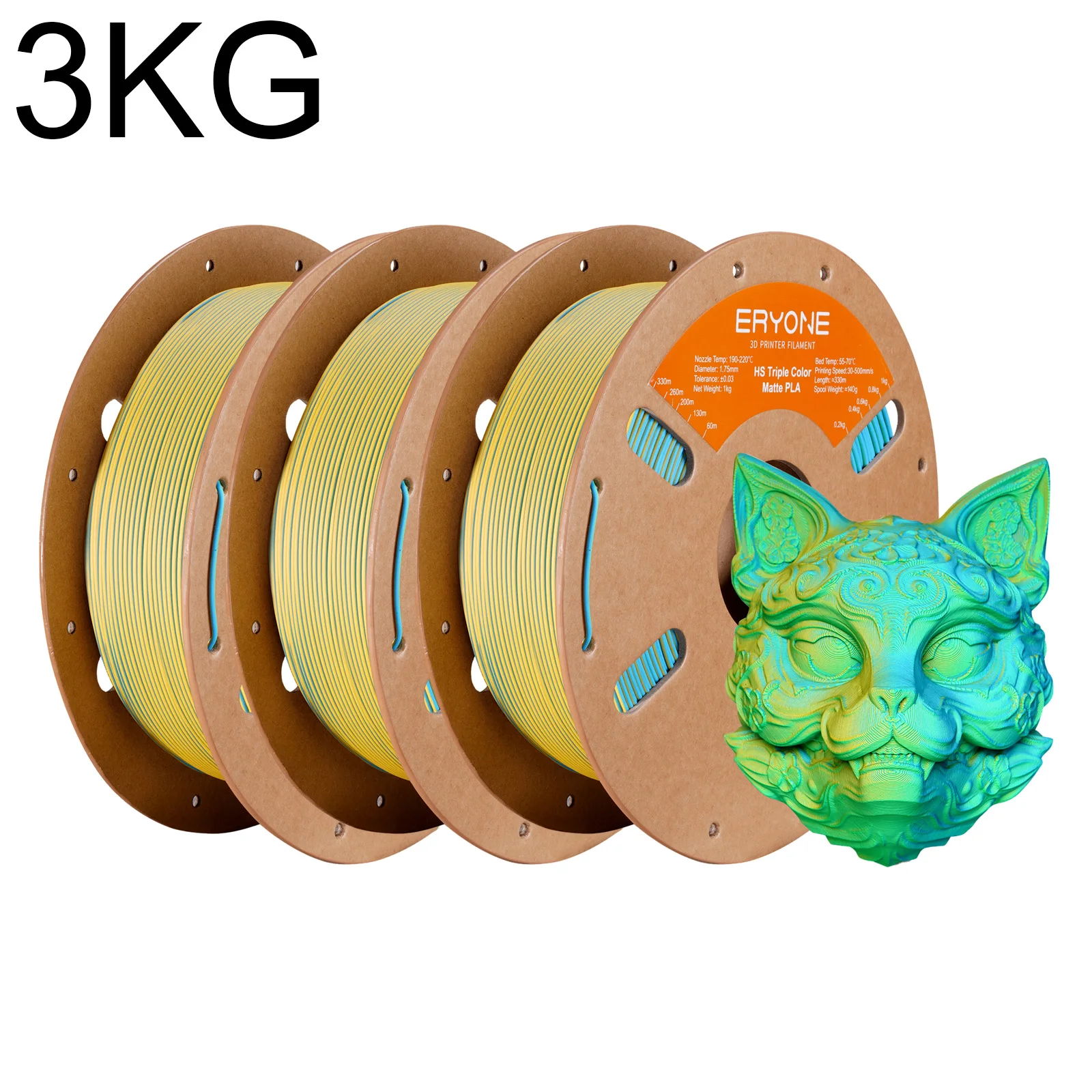 ERYONE 3KG Promotie PLA Matte driekleurige Filament 1.75mm Voor 3D-printen FDM Printer Snelle levering Nieuwe aanwinst 1kg/Spoel