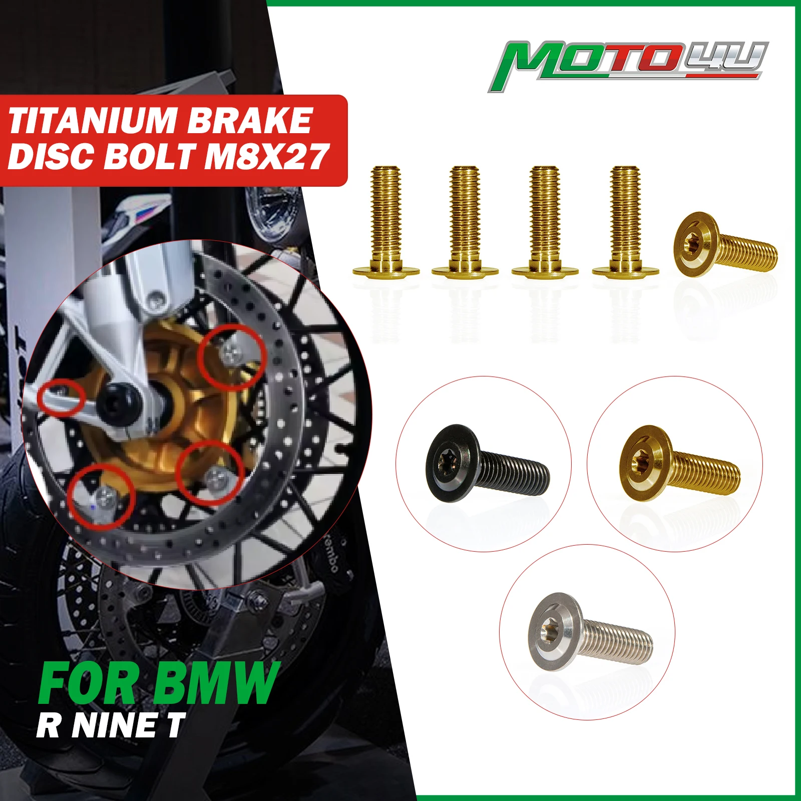 Motorcycle Titanium Brake Bolt Disc Bolt Disc Rotor M8X27 For BMW R NINE T RNINE T R 9T R1200GS