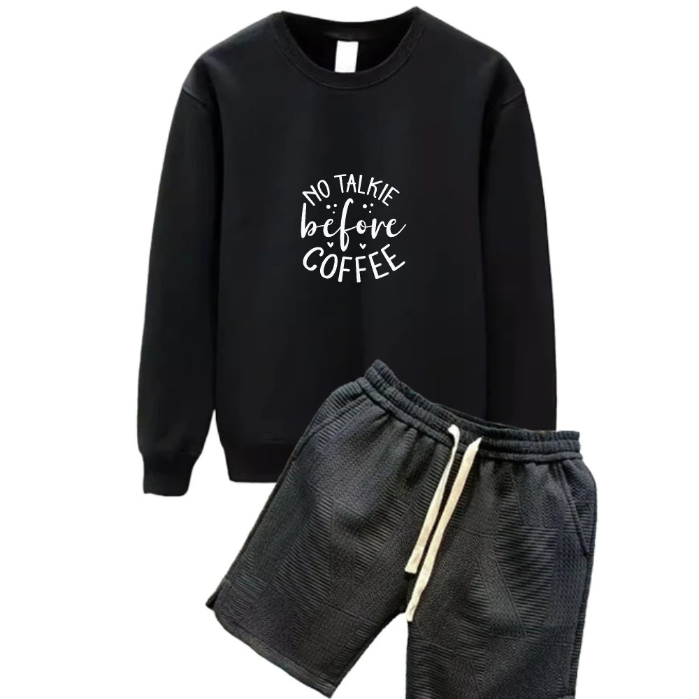 

2025 Curved English print suits Casual Men Tracksuit Set Spring And Autumn Daily Wear Comfortable Stylish Outfit two-piece sets