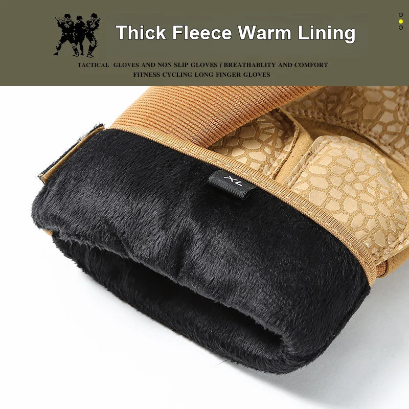 Full Finger Non Slip Cycling Gloves for Men Autumn Winter Warm Touch Screen for Motorcycle Mountaineering Fighting
