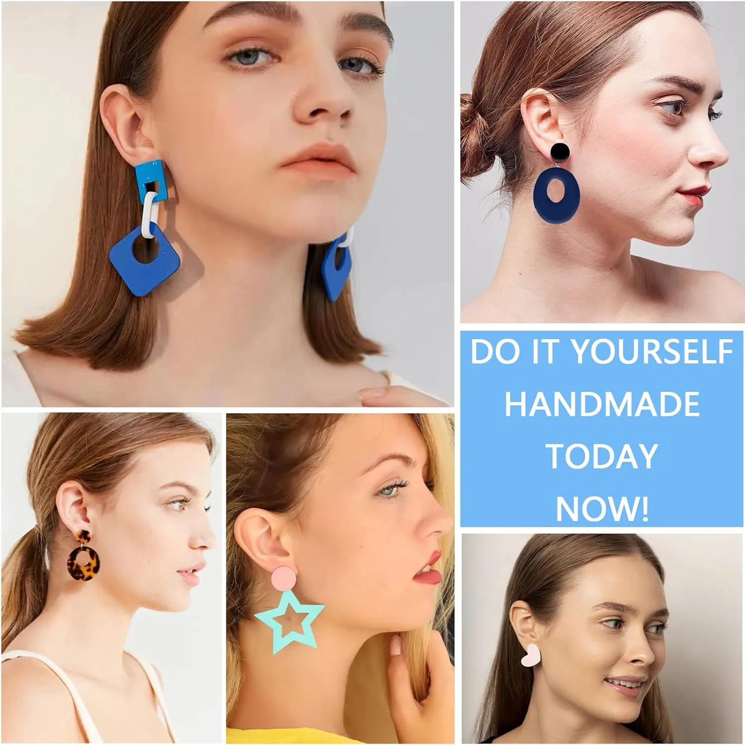 Polymer Clay Cutters for Earring Making Tools Set Different Shape Plastic Molds Handmade Pottery Ceramic Craft  Jewelry Diy Supp