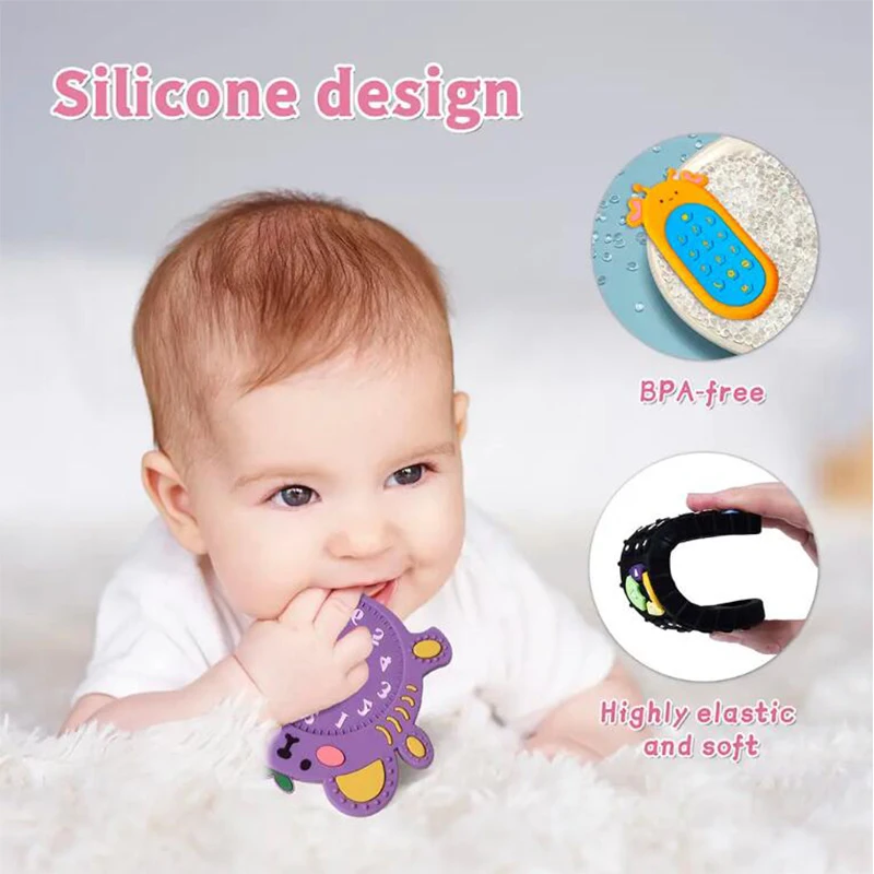 Baby Toys 0 12 Months Rattle Teether Toys Babies Chew Teething Silicone Sensory Development Games Montessori Educational Toy