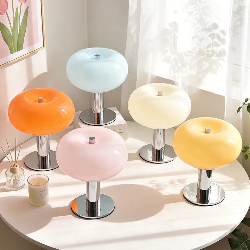 Retro Donut Touch Rechargeable Table Lamp, Dimmable Rainbow Ambient Night Light, Gourd Bedside Lamp for Kids Bedroom Home Decor