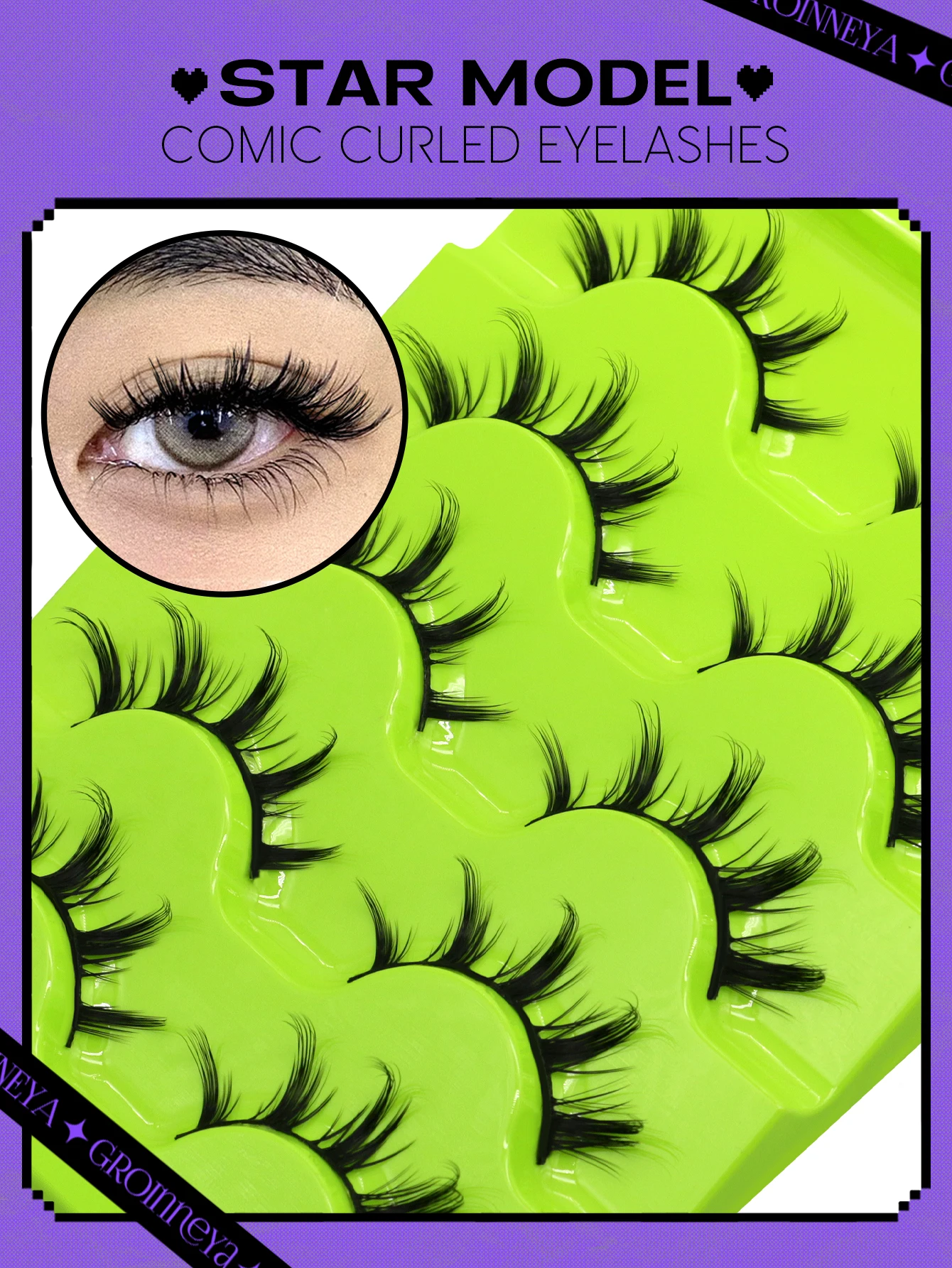 Veltrinay Lashes Spiky Manga Lashes Wispy Anime False Eyelashes 5 Pairs 3D Asian Eye Lashes Natural Anime Fake Eyelashes